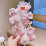10Pcs/Set Floral Hair Clip Set Girl Bow Flower Lace Trimming Headwear