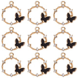 10Pcs Rhinestone Pink Butterfly Charm Couple Necklace DIY Jewelry Making