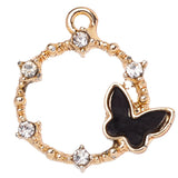 10Pcs Rhinestone Pink Butterfly Charm Couple Necklace DIY Jewelry Making