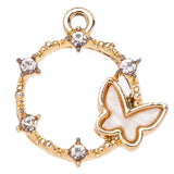 10Pcs Rhinestone Pink Butterfly Charm Couple Necklace DIY Jewelry Making