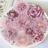 10Pcs Mix Fabric Flowers Head Decoration DIY Accessories