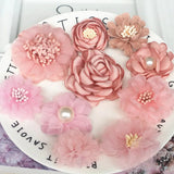 10Pcs Mix Fabric Flowers Head Decoration DIY Accessories