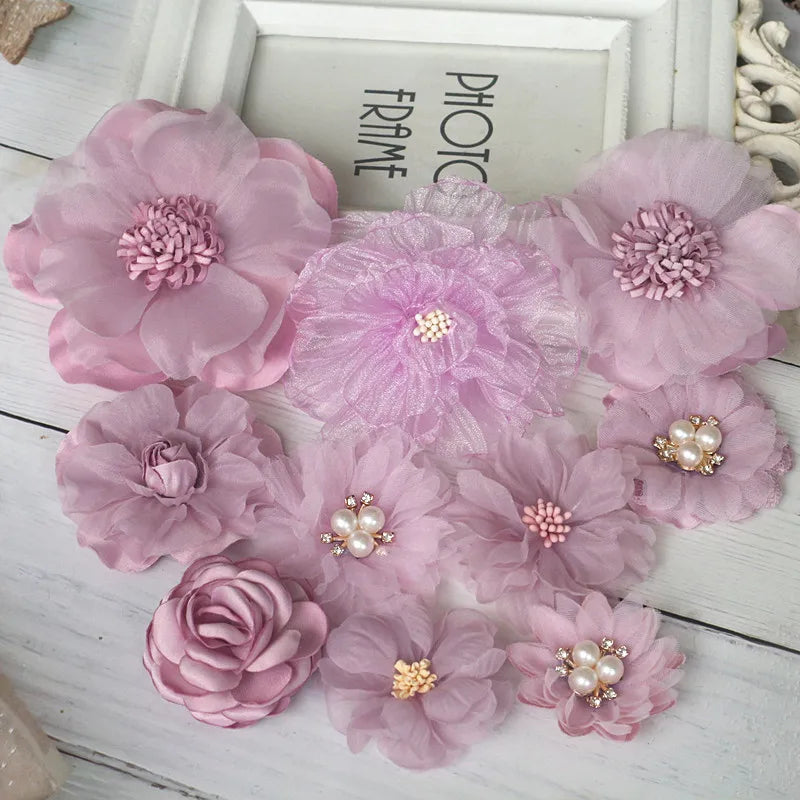 10Pcs Fabric Flowers Mix Simulation Flower Head DIY Decoration Accessories