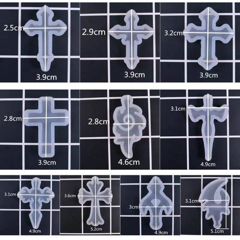 10Pcs/Set Silicone Mold Mirror Cross DIY Cross Jewelry Pendant Making Tool Craft