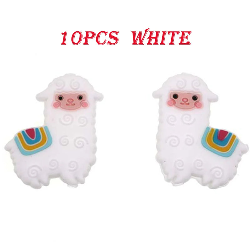 10Pcs Sheep Silicone Beads for Bracelets Pacifier Chain Baby Supplies