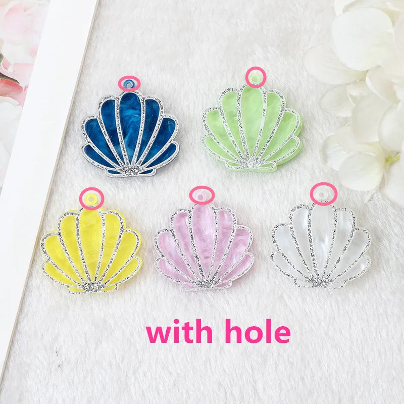 10Pcs Shell Charms Acrylic Ocean Girl DIY Making Accessories