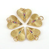 10Pcs CZ Heart Charms, Shiny Plated Pendants, Jewelry Findings