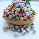 10Pcs Silicone Beads 15mm Print Round Baby Teether DIY Chew Charm Necklace
