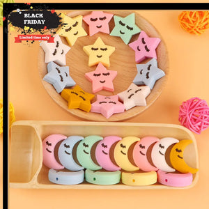10Pcs Silicone Beads Star/Moon Food Silicone Teether Chew Bead DIY Jewelry