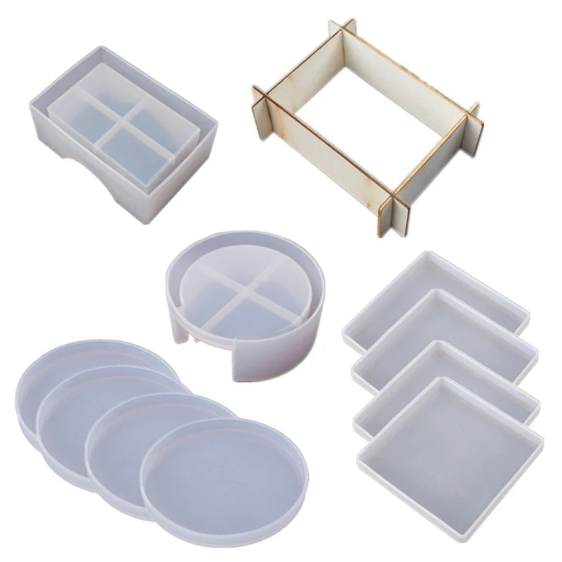 10Pcs Silicone Coaster Mold Resin Casting Kit
