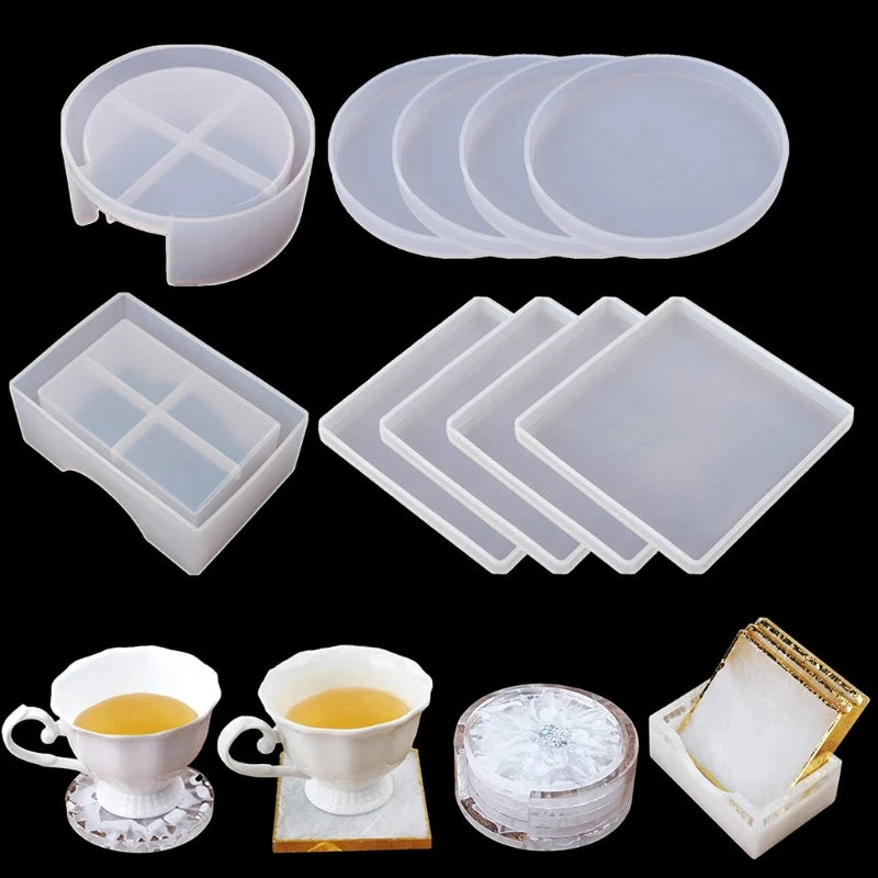 10Pcs Silicone Coaster Molds for Resin Casting Epoxy Resin Coaster Molds Kit