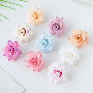 10Pcs Silk Rose Head Artificial Flowers Christmas Wreath Decoration