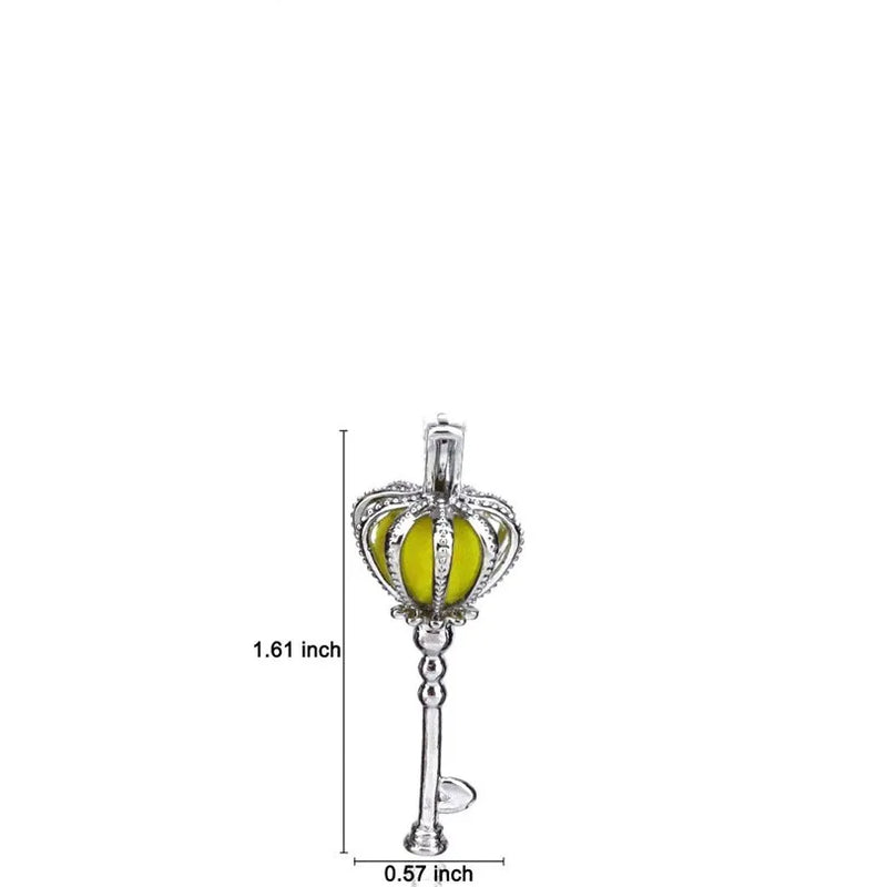 10Pcs Silver Crown Key Pearl Cage Locket Charm Pendant DIY Jewelry Making