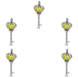 10Pcs Silver Crown Key Pearl Cage Locket Charm Pendant DIY Jewelry Making
