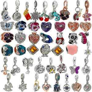 10Pcs Silver Pansy MOM Butterfly Charms Beads Pendant