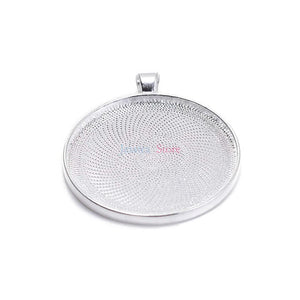 10Pcs Silver Round Blank Tray Base Bezel Pendant Setting DIY Findings 38mm Glass
