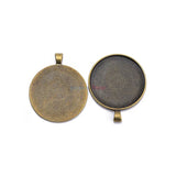10Pcs Silver Round Blank Tray Base Bezel Pendant Setting DIY Findings 38mm Glass