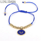 10Pcs Boho Moon Copper Beaded Rope Bracelet Girls Gift