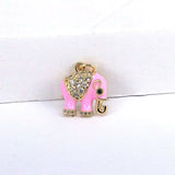 10Pcs Elephant Zircon Charm Pendant, Delicate CZ/Enamel Jewelry Charms