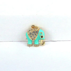 10Pcs Elephant Zircon Charm Pendant, Delicate CZ/Enamel Jewelry Charms