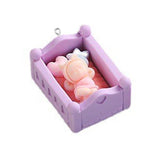 10Pcs 3D Baby Bed Resin Charms KeyChain Pendant DIY Jewelry Material