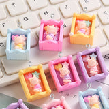 10Pcs 3D Baby Bed Resin Charms KeyChain Pendant DIY Jewelry Material