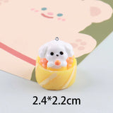 10Pcs 3D Dog Sushi Resin Charms Pendants for DIY Jewelry Making