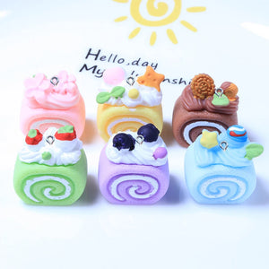 10Pcs Cake Roll Resin Charms Pendant DIY Craft Findings Accessories