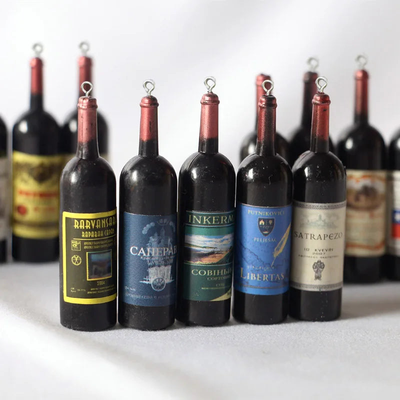 10Pcs Resin Wine Bottle Charms for Jewelry Making