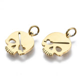 10Pcs Skull Head Stainless Steel Pendants Halloween DIY
