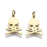 10Pcs Skull Head Stainless Steel Pendants Halloween DIY