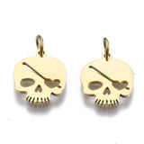 10Pcs Skull Head Stainless Steel Pendants Halloween DIY