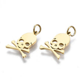10Pcs Skull Head Stainless Steel Pendants Halloween DIY