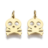 10Pcs Skull Head Stainless Steel Pendants Halloween DIY
