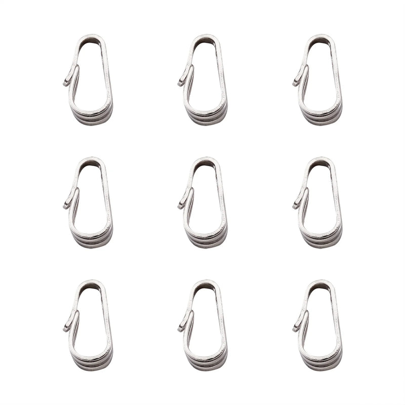 10Pcs 925 Sterling Silver Snap On Lock Bail Charms Clasp DIY Jewelry Findings