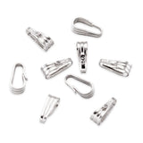 10Pcs 925 Sterling Silver Snap On Lock Bail Charms Clasp DIY Jewelry Findings