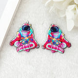 10Pcs Space Trip Charms Acrylic Astronaut Jewlery Findings 45*24 MM