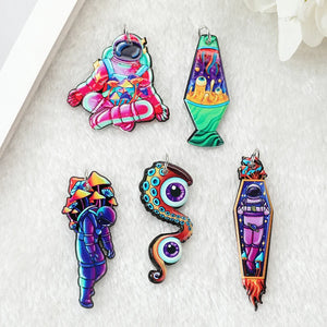 10Pcs Space Trip Charms Astronaut Mushroom Spaceman Rocket Pendant
