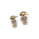 10Pcs Stainless Steel Half Round Ball Posts Earring Settings with Loop