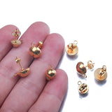 10Pcs Stainless Steel Half Round Ball Posts Earring Settings with Loop