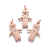 10Pcs Stainless Steel Boy Charms with Zirconia for Jewelry Making