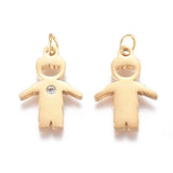 10Pcs Stainless Steel Boy Charms with Zirconia for Jewelry Making