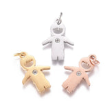 10Pcs Stainless Steel Boy Charms with Zirconia for Jewelry Making