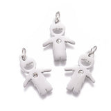 10Pcs Stainless Steel Boy Charms with Zirconia for Jewelry Making