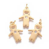10Pcs Stainless Steel Boy Charms with Zirconia for Jewelry Making