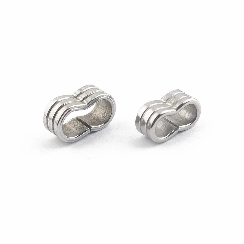 10Pcs Stainless Steel Double Barrel Slider Beads 4mm 5mm Round Leather Cord DIY