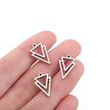 10Pcs Stainless Steel Double Triangle Charms Hollow Geometric Pendants