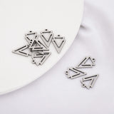 10Pcs Stainless Steel Double Triangle Charms Hollow Geometric Pendants