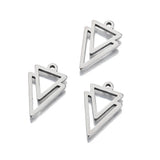 10Pcs Stainless Steel Double Triangle Charms Hollow Geometric Pendants