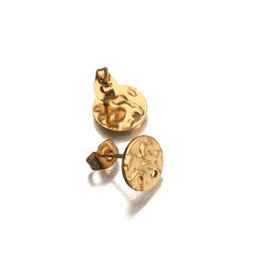 10Pcs Stainless Steel Hammered Texture Earring Studs